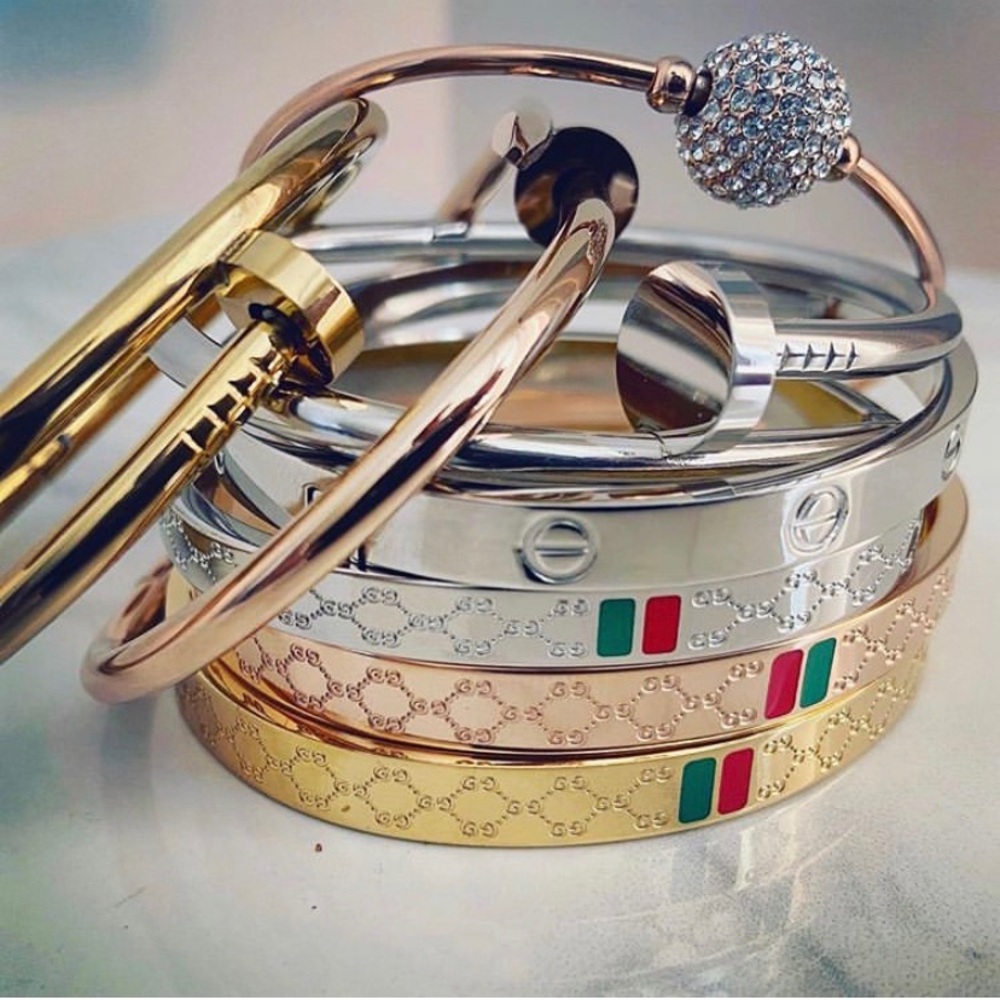 Stainless steel bangles.